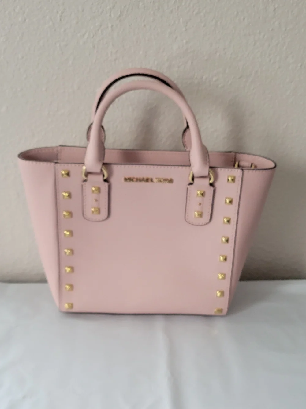 Brand New Michael Kors Pink Studded Leather Tote